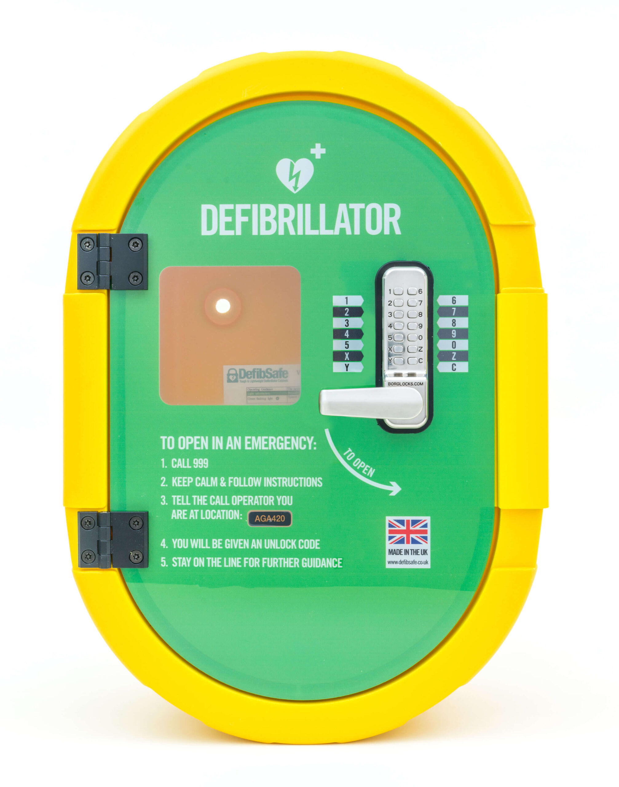 DefibSafe 2 - Lockable defibrillator cabinet, front view